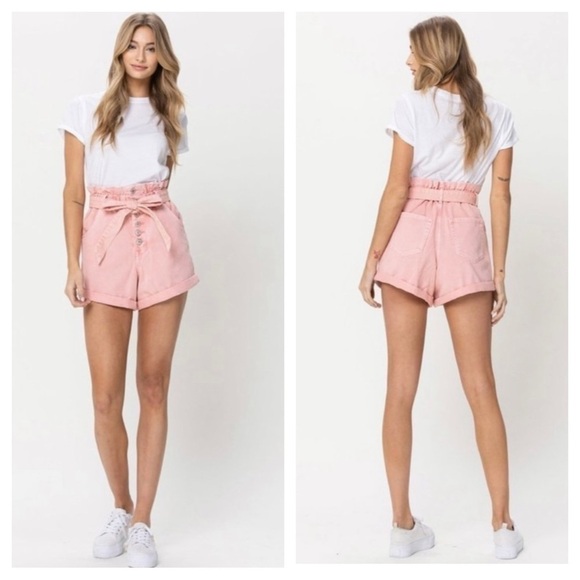 VERVET Super High Rise Self Tie Button Fly Up Mom shorty size XS - Picture 1 of 15